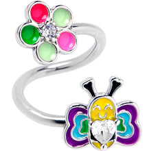 Load image into Gallery viewer, 14G 3/8 Clear CZ Gem Butterfly Love Bug Spiral Twister Belly Ring