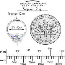 Load image into Gallery viewer, 16G 3/8 Aurora CZ Gem Understated Dragonfly Hinged Segment Ring