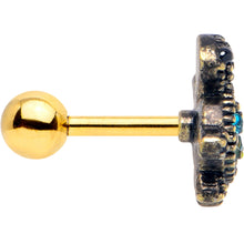 Load image into Gallery viewer, 16G 1/4 Blue Gem Gold Hue Sweet Sea Turtle Cartilage Tragus Earring