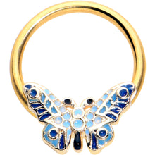 Load image into Gallery viewer, 16G 3/8 Gold Tone Evening Butterfly BCR Captive Ring