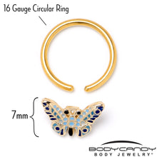 Load image into Gallery viewer, 16G 3/8 Gold Tone Evening Butterfly BCR Captive Ring