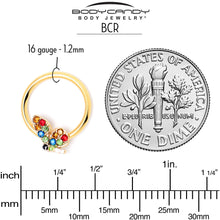 Load image into Gallery viewer, 16G 3/8 Red Blue Gem Gold Tone Butterfly BCR Captive Ring