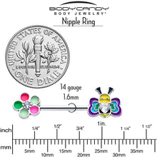 Load image into Gallery viewer, 14G 9/16 Clear CZ Gem Butterfly Love Bug Barbell Nipple Ring Set