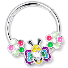 Load image into Gallery viewer, 16G 3/8 Clear CZ Gem Butterfly Love Bug Hinged Segment Ring