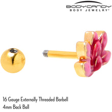 Load image into Gallery viewer, 16G 1/4 Clear Gem Gold Tone Ladybug Lotus Cartilage Set of 3