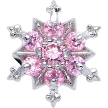 Load image into Gallery viewer, Pink CZ Gem Snowflake Glam Barbell Tongue Ring