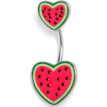Load image into Gallery viewer, Watermelon Hearts Double Mount Belly Ring