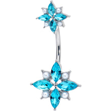 Load image into Gallery viewer, Blue Gem Star Power Double Mount Belly Ring