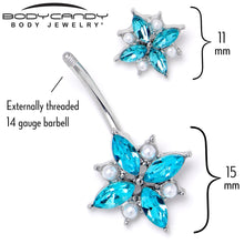Load image into Gallery viewer, Blue Gem Star Power Double Mount Belly Ring