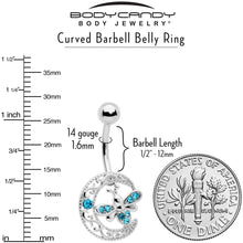 Load image into Gallery viewer, Blue Gem Lunar Dragonfly Dangle Belly Ring