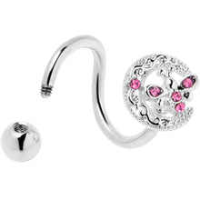 Load image into Gallery viewer, Pink Gem Lunar Dragonfly Spiral Twister Belly Ring