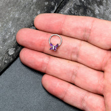 Load image into Gallery viewer, 16G 3/8 Clear Gem Chunky Butterfly Purple Hinged Segment Ring
