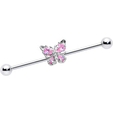 Load image into Gallery viewer, 14G Pink Gem Baroque Beauty Butterfly Industrial Barbell 38mm