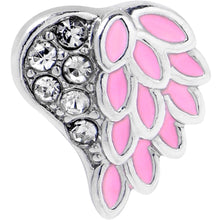 Load image into Gallery viewer, 16G 5/16 Clear Gem Heavenly Heart Angel Wing Pink Labret Tragus
