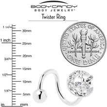 Load image into Gallery viewer, Clear Gem Lunar Dragonfly Spiral Twister Belly Ring