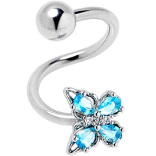 Load image into Gallery viewer, Blue Gem Baroque Beauty Butterfly Spiral Twister Belly Ring