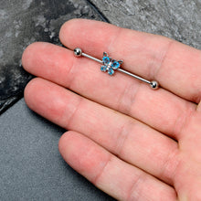 Load image into Gallery viewer, 14G Blue Gem Baroque Beauty Butterfly Industrial Barbell 38mm