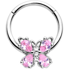 Load image into Gallery viewer, 16G 3/8 Pink Gem Baroque Beauty Butterfly Hinged Segment Ring
