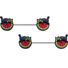 Load image into Gallery viewer, 14G 9/16 Watermelon Cat Love Barbell Nipple Ring Set