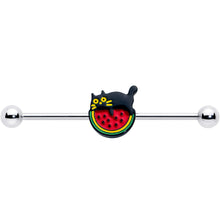Load image into Gallery viewer, 14G Watermelon Cat Love Industrial Barbell 38mm