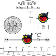 Load image into Gallery viewer, 14G Watermelon Cat Love Industrial Barbell 38mm