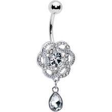 Load image into Gallery viewer, Clear Gem Celtic Knot Elegance Dangle Belly Ring