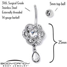 Load image into Gallery viewer, Clear Gem Celtic Knot Elegance Dangle Belly Ring