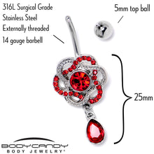 Load image into Gallery viewer, Red Gem Celtic Knot Elegance Dangle Belly Ring