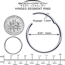 Load image into Gallery viewer, 16G 9/16 316L Surgical Steel Precision Hinged Segment Hoop