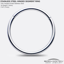 Load image into Gallery viewer, 18G 7/16 316L Surgical Steel Precision Hinged Segment Hoop