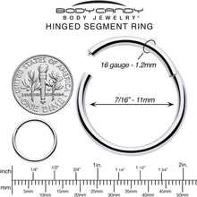 Load image into Gallery viewer, 16G 7/16 316L Surgical Steel Precision Hinged Segment Hoop