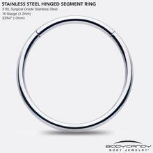 Load image into Gallery viewer, 16G 13mm 316L Surgical Steel Precision Hinged Segment Hoop