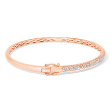 Load image into Gallery viewer, 14K Rose Gold 1.00 Cttw Half Eternity Diamond Bangle Bracelet (G-H Color, SI2-I1 Clarity) - 7" Inches