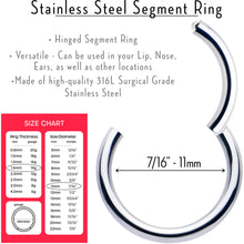 Load image into Gallery viewer, 14G 7/16 316L Surgical Steel Precision Hinged Segment Hoop