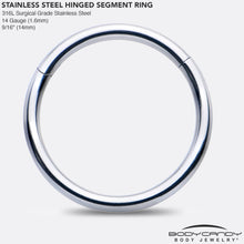 Load image into Gallery viewer, 14G 9/16 316L Surgical Steel Precision Hinged Segment Hoop
