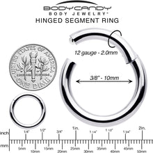 Load image into Gallery viewer, 12G 3/8 316L Surgical Steel Precision Hinged Segment Hoop