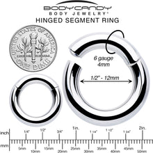 Load image into Gallery viewer, 6G 1/2 316L Surgical Steel Precision Hinged Segment Hoop