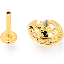 Load image into Gallery viewer, 16G 5/16 Clear Gem Gold Tone Interally Threaded Dragonfly Labret