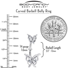 Load image into Gallery viewer, Clear Gem Fancy Fab Butterfly Double Mount Belly Ring