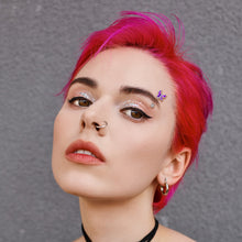 Load image into Gallery viewer, 16G 5/16 Clear Gem Chunky Butterfly Purple Curved Eyebrow Ring