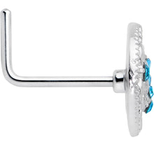 Load image into Gallery viewer, 20G 7mm Blue Gem Lunar Dragonfly L Shape Nose Ring