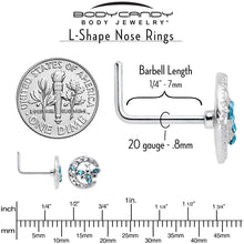 Load image into Gallery viewer, 20G 7mm Blue Gem Lunar Dragonfly L Shape Nose Ring