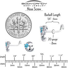 Load image into Gallery viewer, 20G 7mm Clear CZ Gem Rabbit On The Moon Blue Left Side Nose Screw