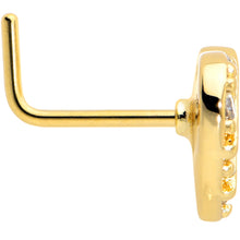 Load image into Gallery viewer, 20G 7mm Clear Gem Gold Tone Lattice Heart L Shape Nose Ring