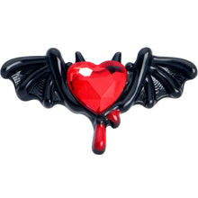 Load image into Gallery viewer, 16G 5/16 Red Gem Black Bleeding Heart Bat Labret Monroe Tragus