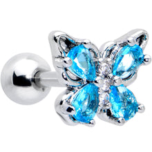 Load image into Gallery viewer, 16G 1/4 Blue Gem Baroque Beauty Butterfly Cartilage Tragus Earring