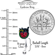 Load image into Gallery viewer, 16G 5/16 Watermelon Cat Love Curved Eyebrow Ring