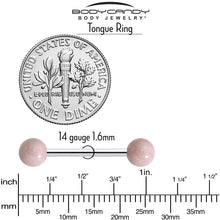 Load image into Gallery viewer, Pastel Shimmer Peach Ends Barbell Tongue Ring