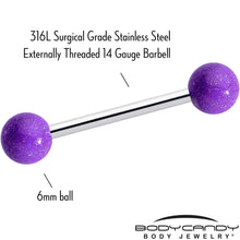 Load image into Gallery viewer, Pastel Shimmer Purple Ends Barbell Tongue Ring