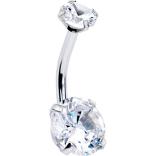 Load image into Gallery viewer, Clear Gem April Birthstone Double Mount Belly Ring